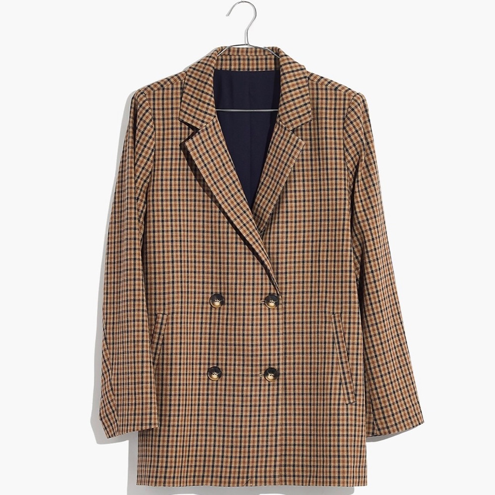 NWT Madewell Caldwell Blazer in Desert Check XXS